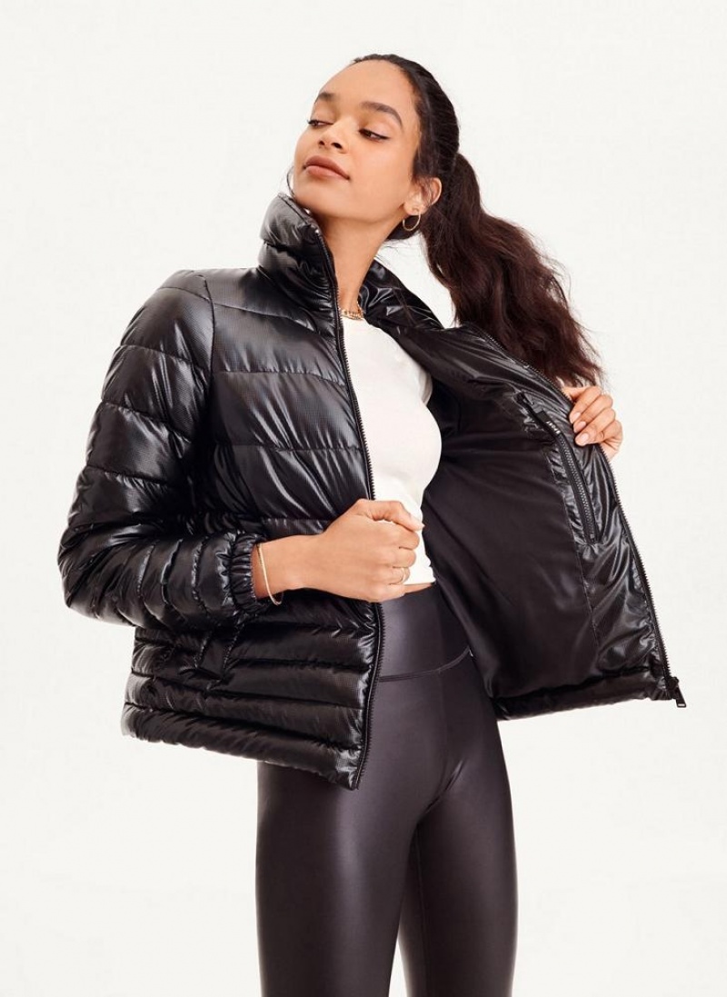 Black Women's DKNY Packable Ripstop Puffer Jacket | Australia-D1608