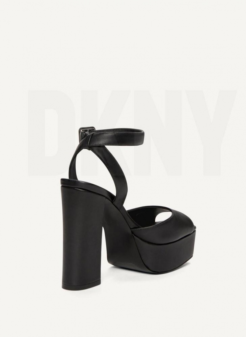 Black Women's DKNY Party Platform Heels | Australia-D1555