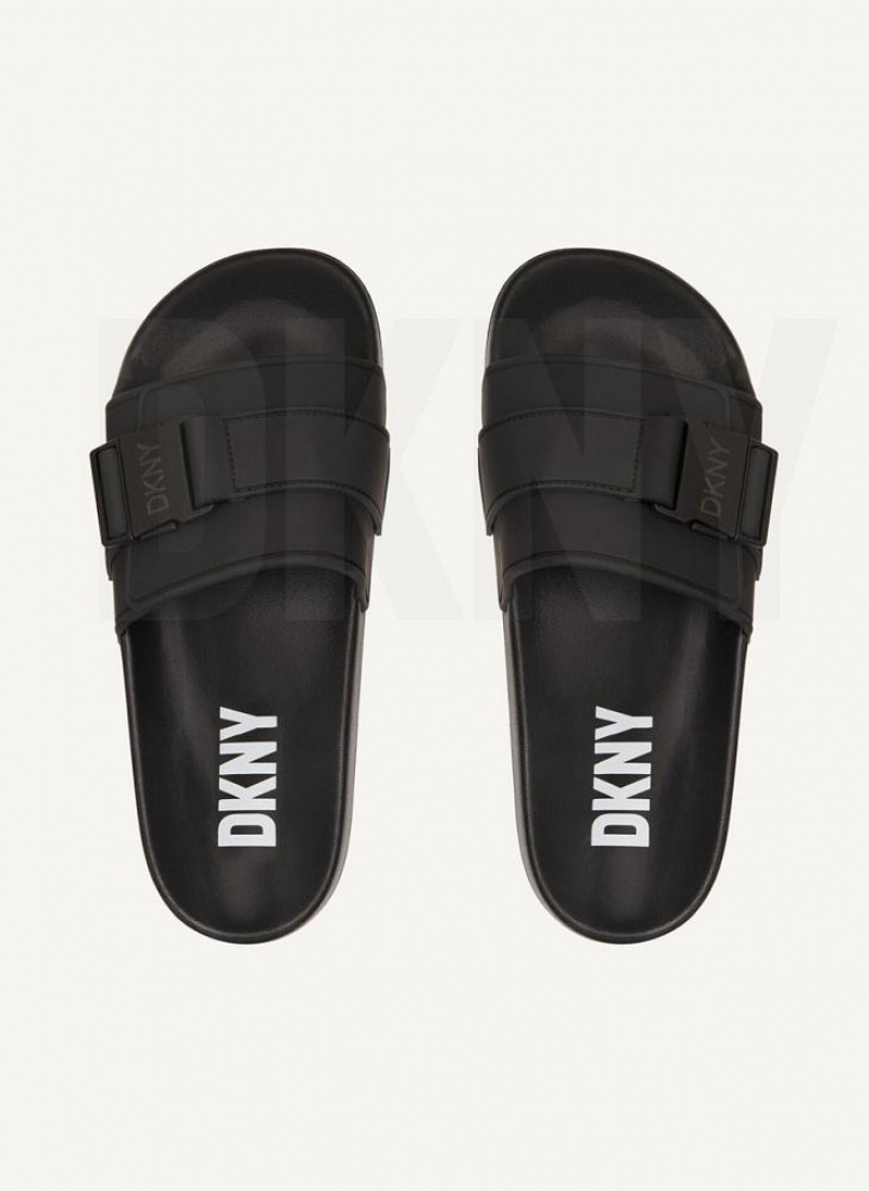 Black Women's DKNY Pool Slides | Australia-D1363