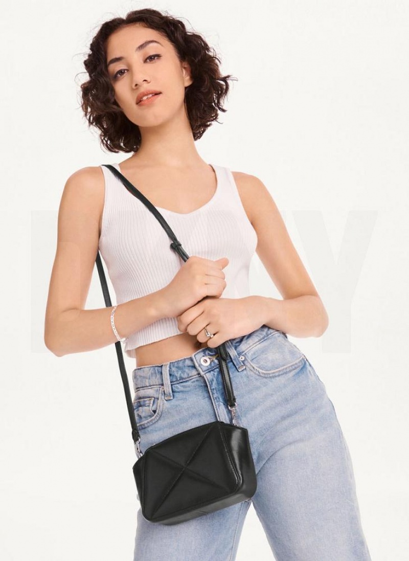 Black Women's DKNY Pragmatist Mini Dome Quilted Crossbody Bags | Australia-D1600