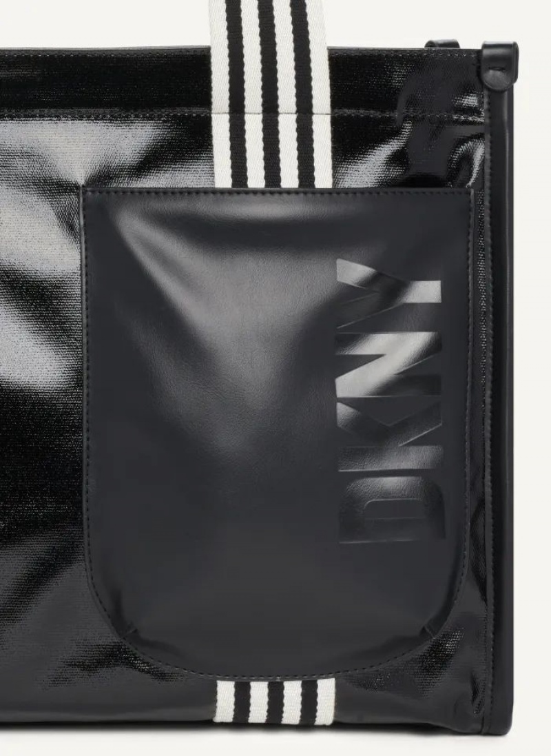 Black Women's DKNY Prospect Coated Canvas Large Tote Bags | Australia-D1988