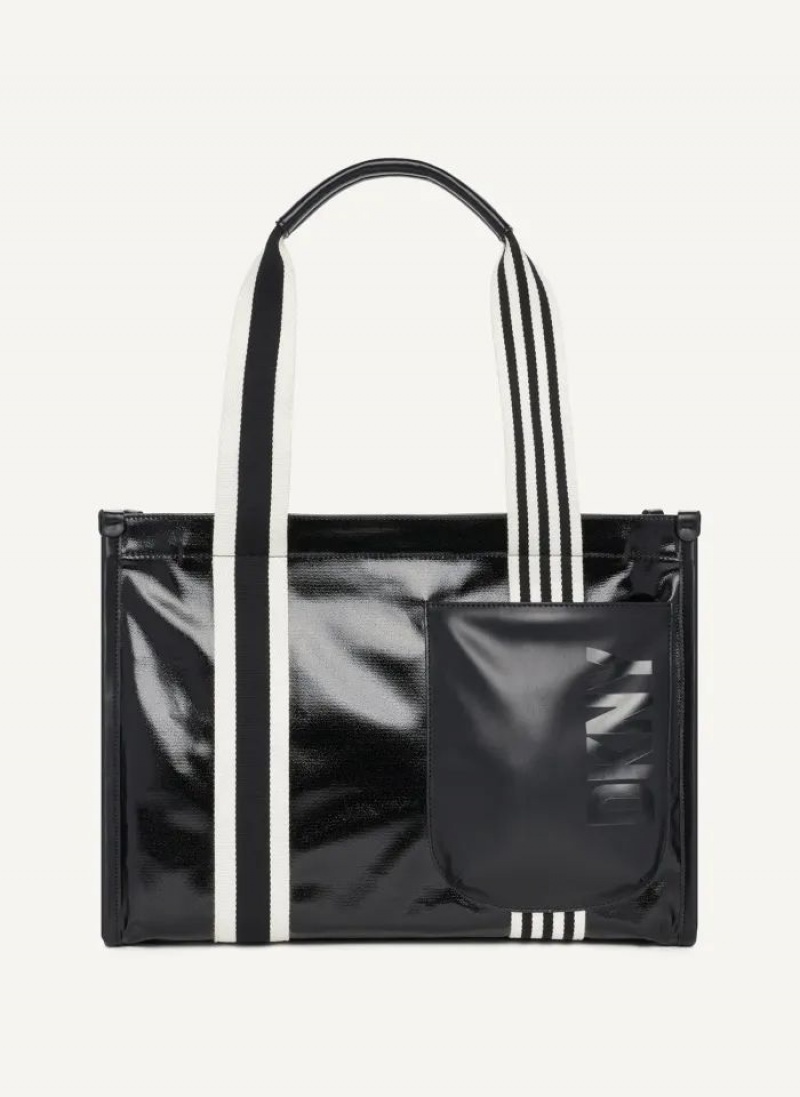 Black Women\'s DKNY Prospect Coated Canvas Large Tote Bags | Australia-D1988