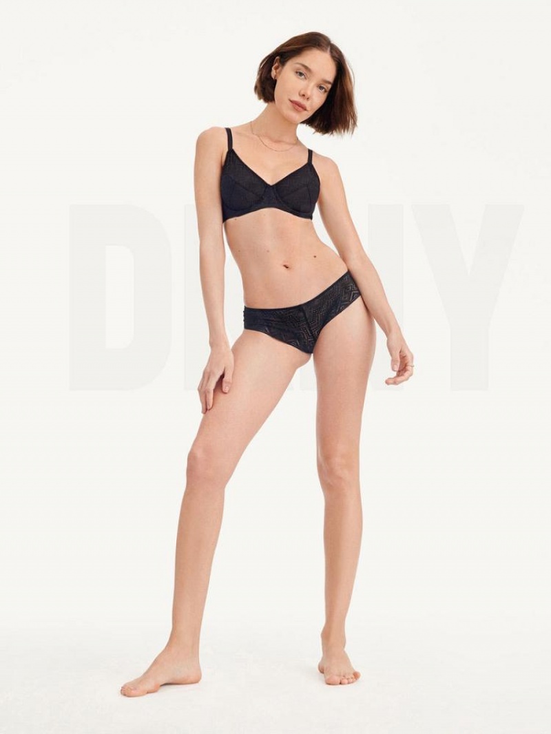 Black Women's DKNY Pure Lace Unlined Bras | Australia-D0996