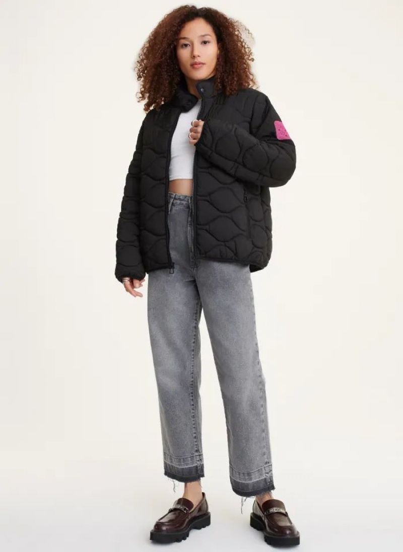 Black Women's DKNY Quilted Packable Jackets | Australia-D0611
