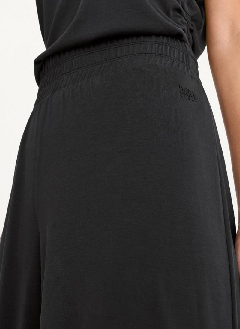Black Women's DKNY Relaxed Wide Leg Pants | Australia-D1527