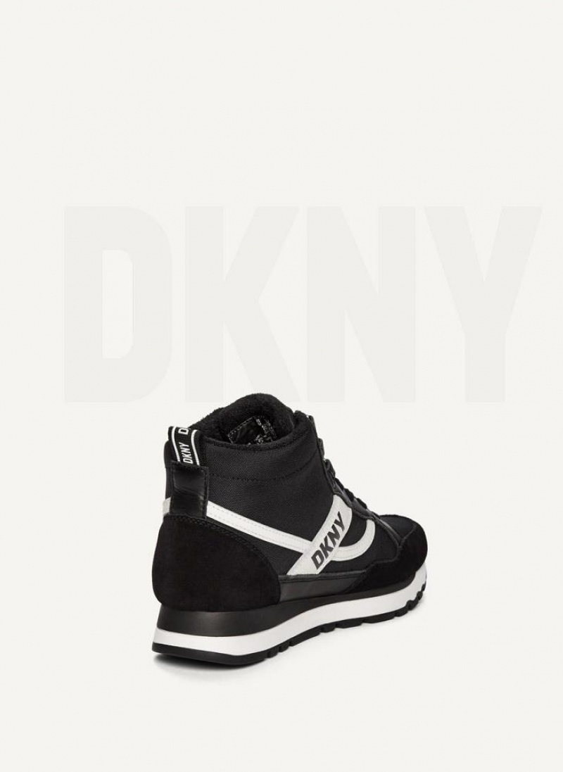 Black Women's DKNY Retro High Top Sneakers | Australia-D1737
