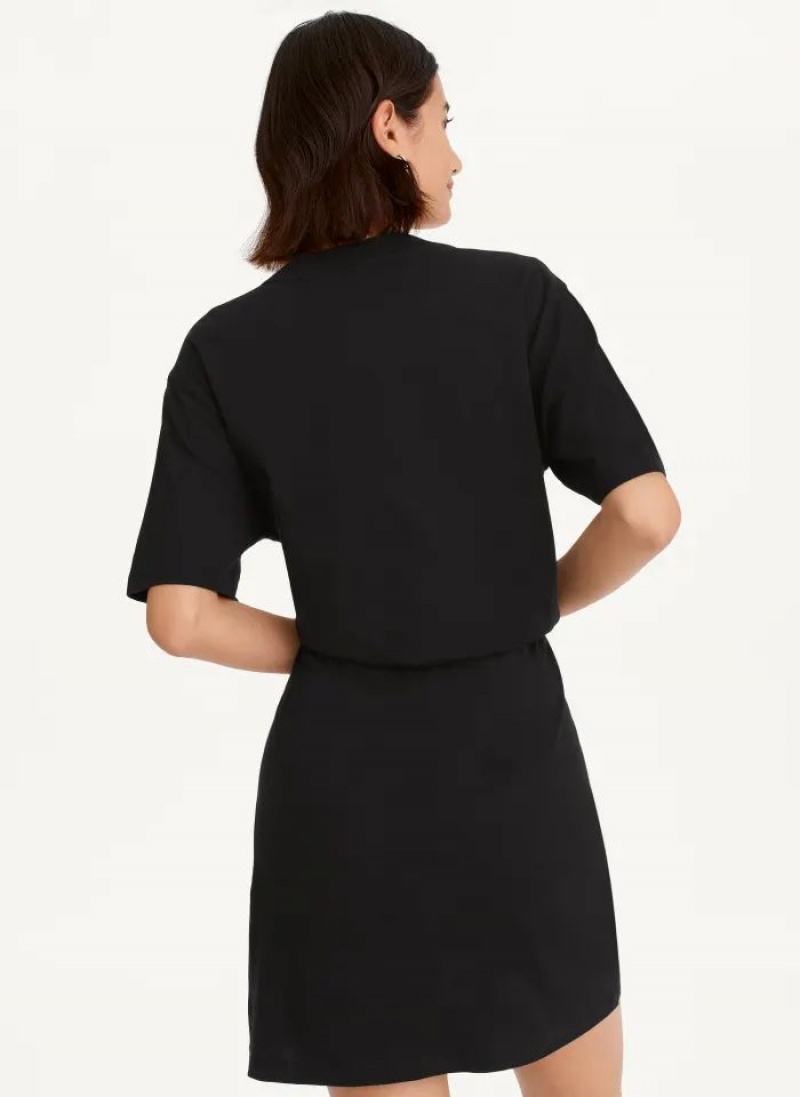 Black Women's DKNY Rhinestone Logo T-Shirt Dresses | Australia-D1661