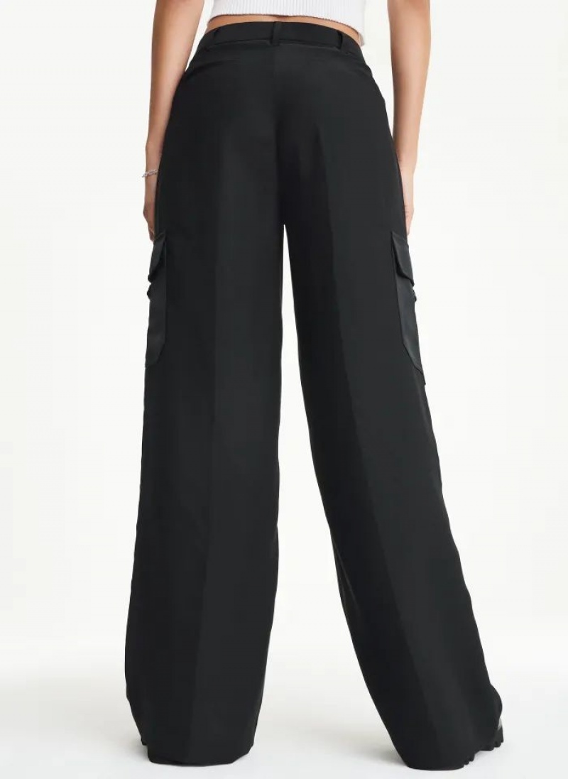 Black Women's DKNY Satin Cargo Pants | Australia-D0434