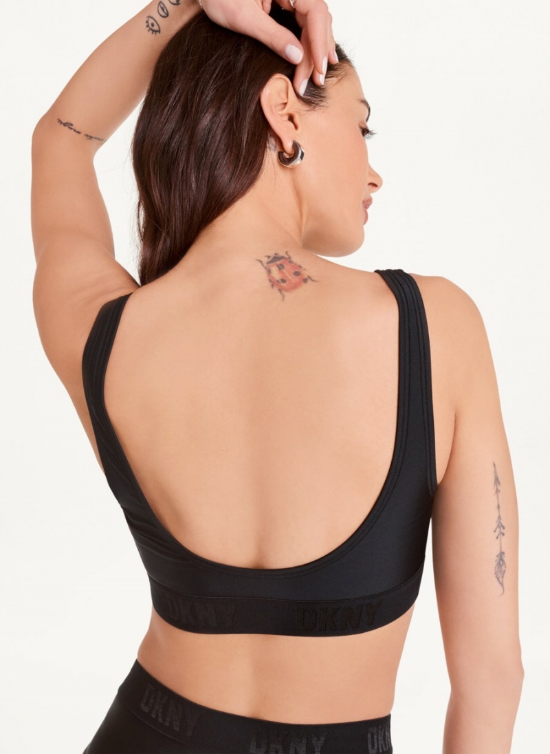 Black Women's DKNY Scoop Neck Bikini Top | Australia-D0894