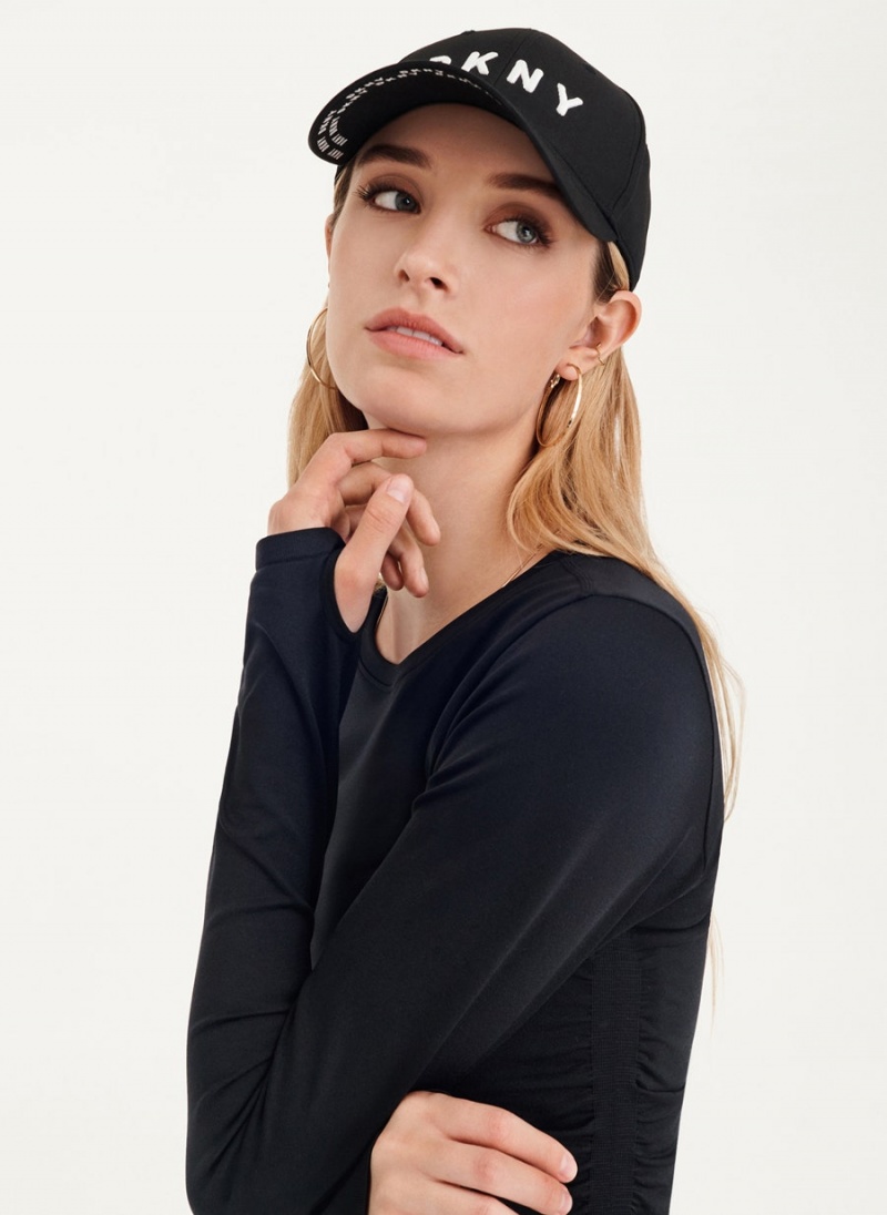 Black Women's DKNY Seamless Long Sleeve T Shirts | Australia-D1068