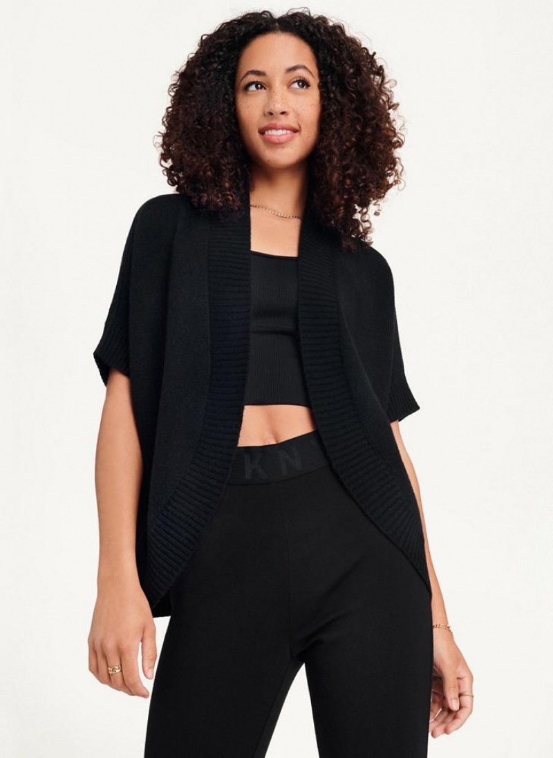 Black Women\'s DKNY Shrug Short Sleeve Cardigan Sweaters | Australia-D0436