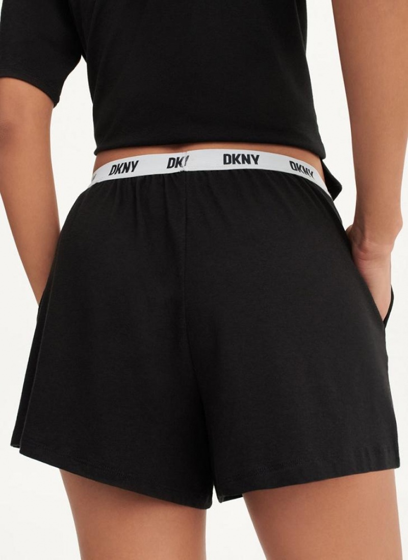 Black Women's DKNY Sleep Boxer Pajamas | Australia-D0464
