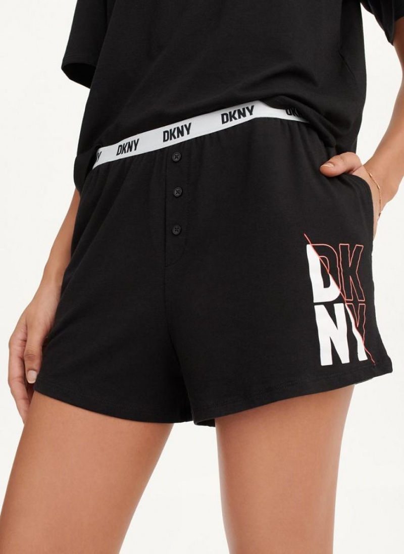 Black Women's DKNY Sleep Boxer Pajamas | Australia-D0464