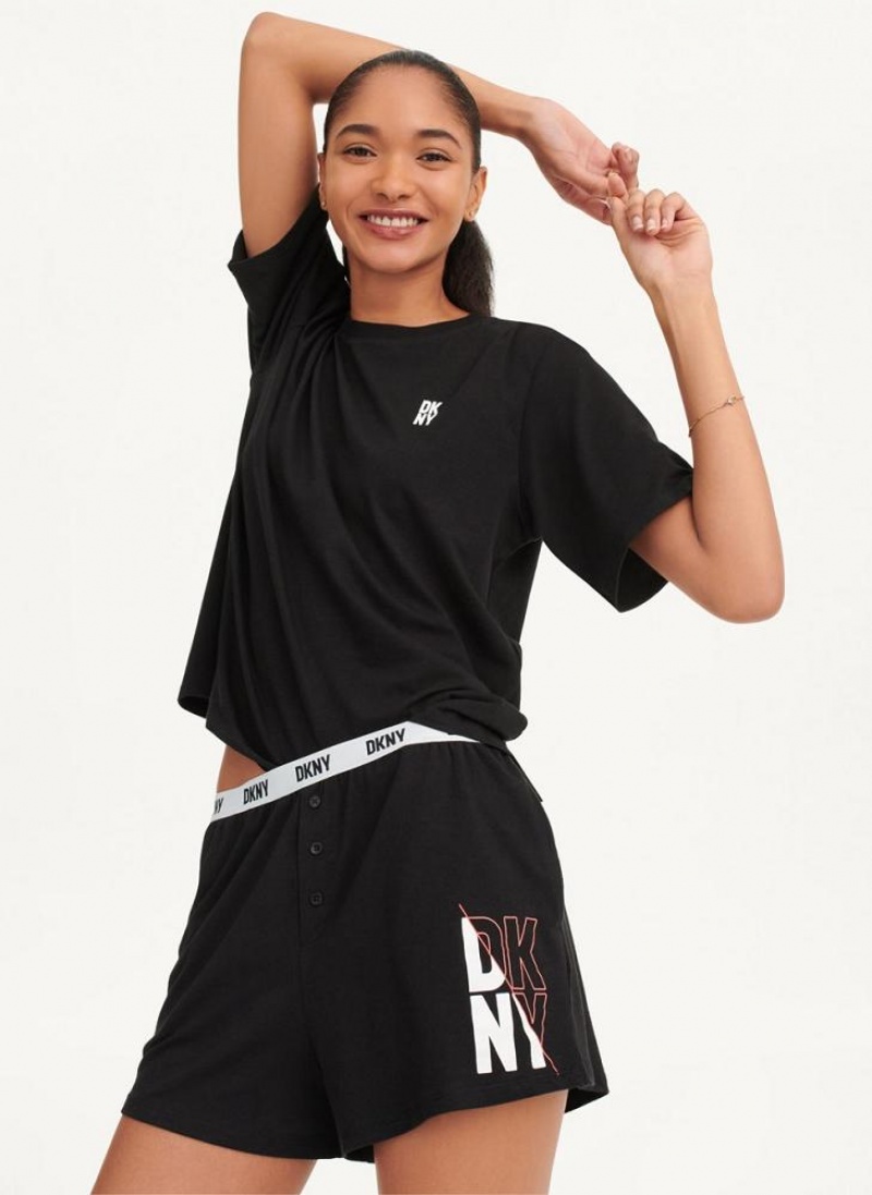 Black Women\'s DKNY Sleep Boxer Pajamas | Australia-D0464