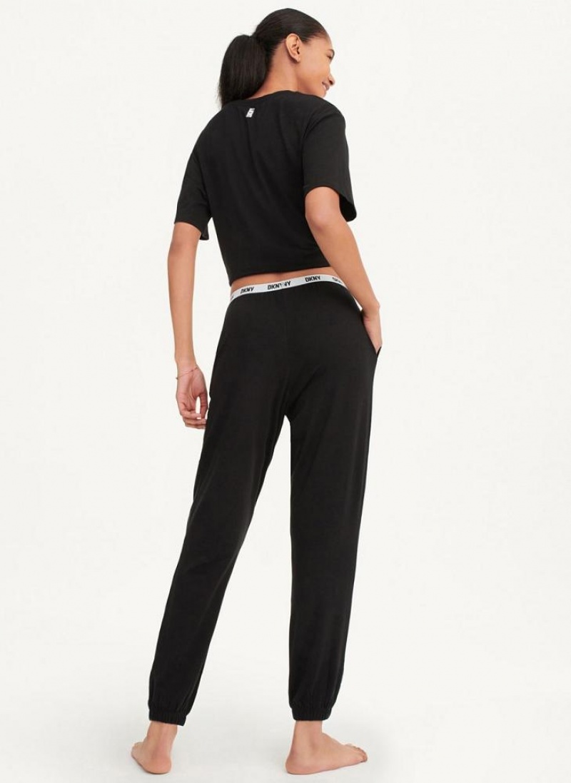 Black Women's DKNY Sleep Jogger Pajamas | Australia-D1698