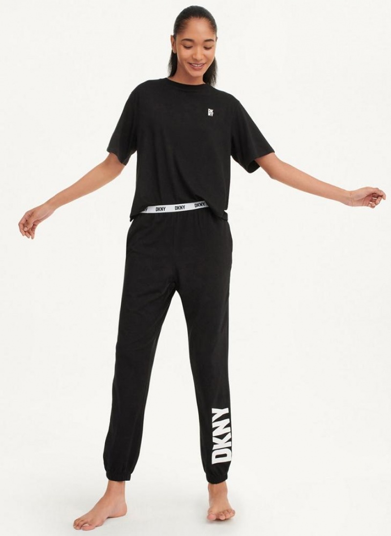 Black Women's DKNY Sleep Jogger Pajamas | Australia-D1698