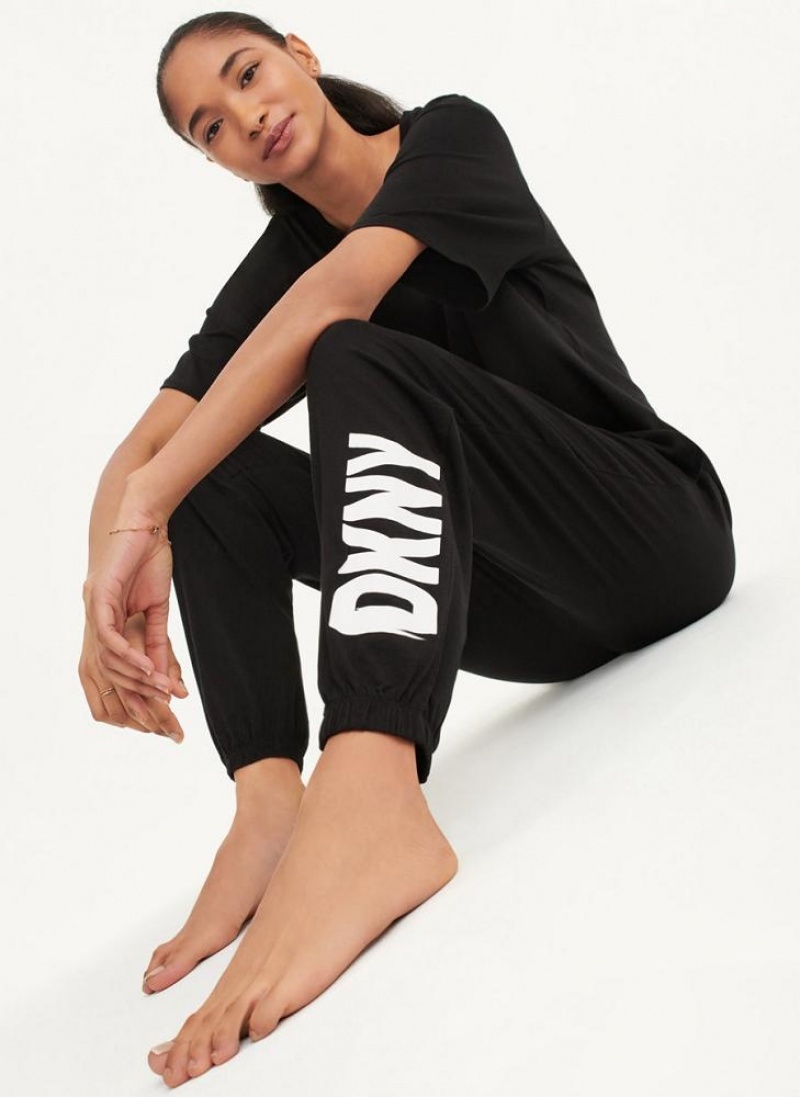 Black Women\'s DKNY Sleep Jogger Pajamas | Australia-D1698