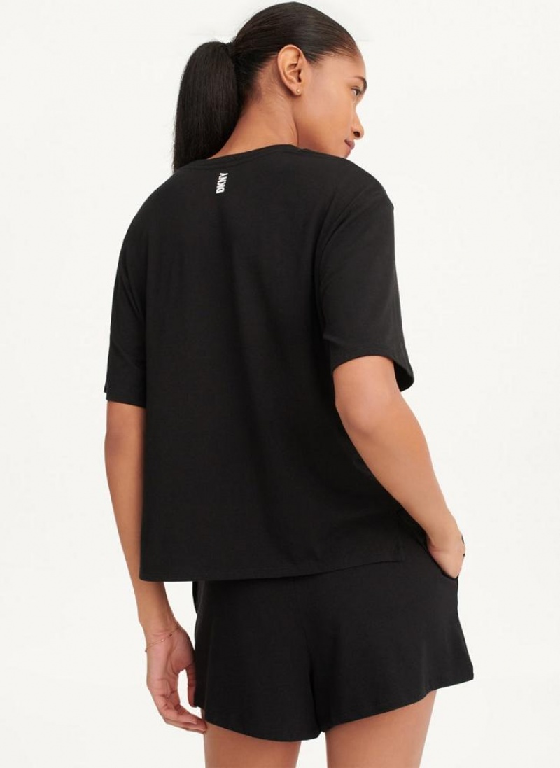 Black Women's DKNY Sleep Top Pajamas | Australia-D0341