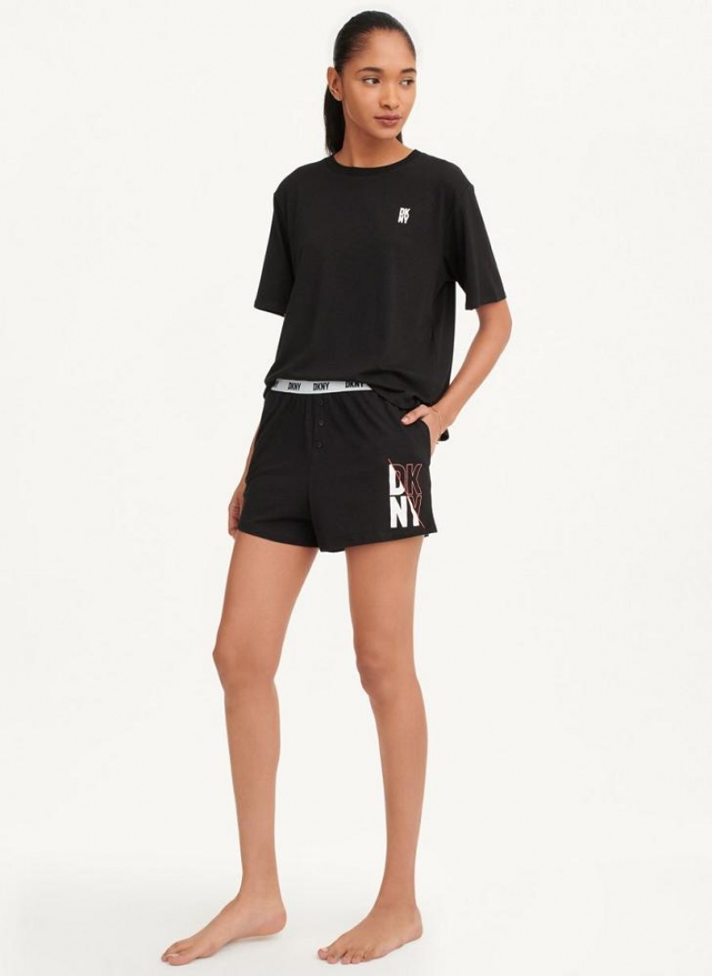 Black Women's DKNY Sleep Top Pajamas | Australia-D0341