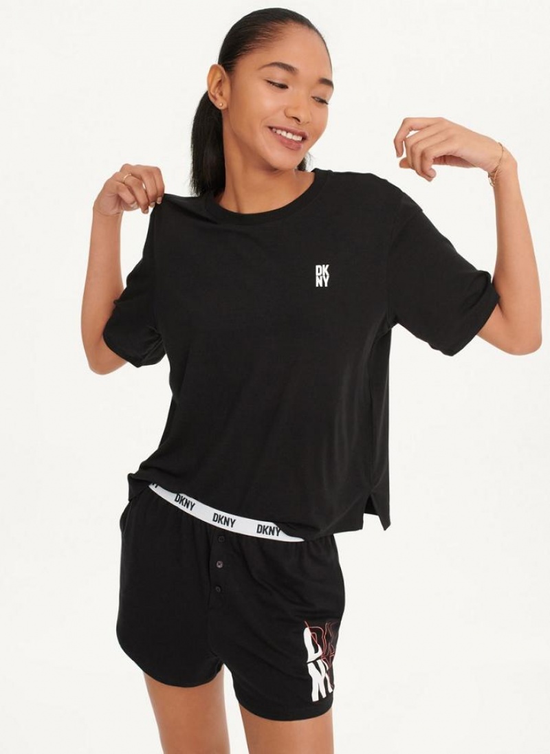 Black Women\'s DKNY Sleep Top Pajamas | Australia-D0341