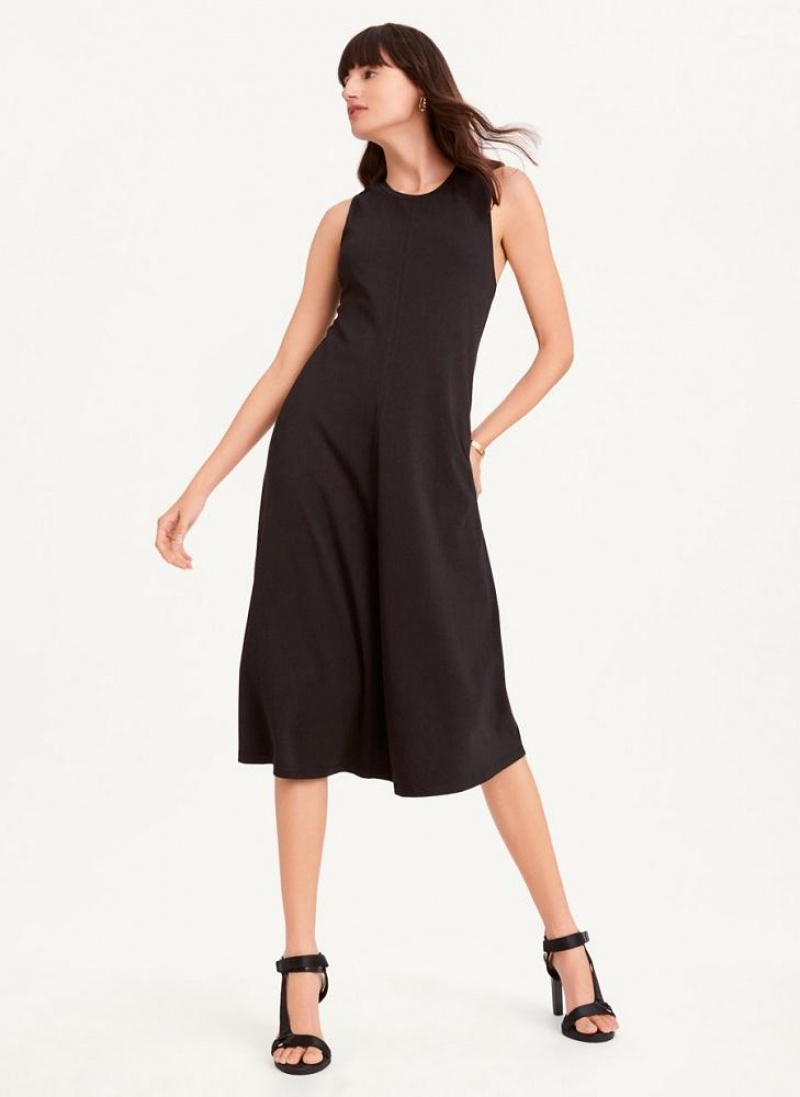 Black Women's DKNY Sleeveless Scoopneck Twist Racerback Dresses | Australia-D0415