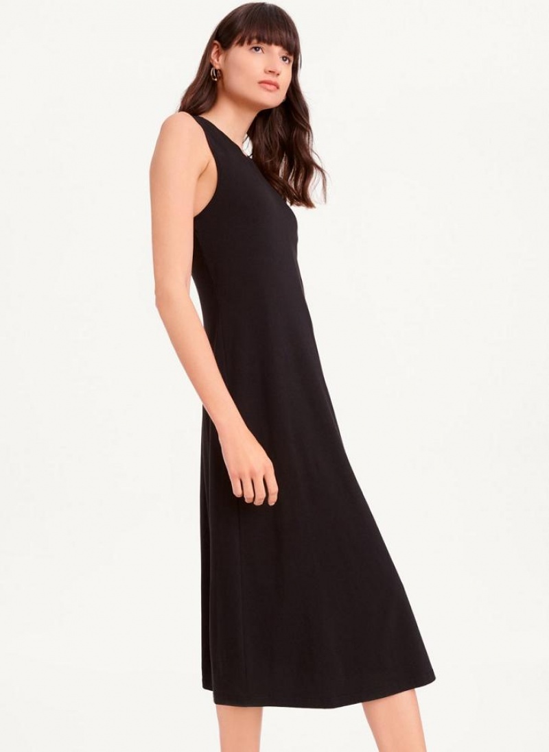 Black Women's DKNY Sleeveless Scoopneck Twist Racerback Dresses | Australia-D0415