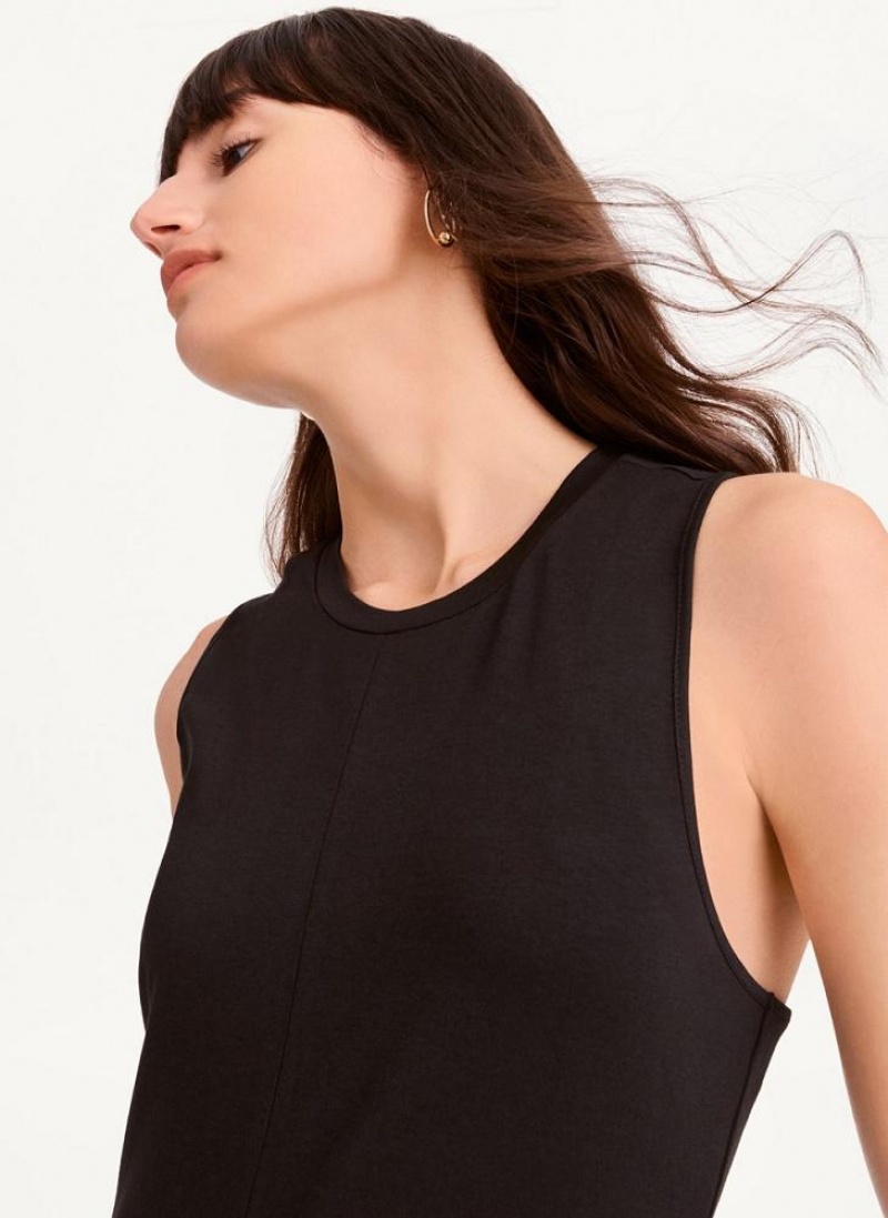Black Women's DKNY Sleeveless Scoopneck Twist Racerback Dresses | Australia-D0415