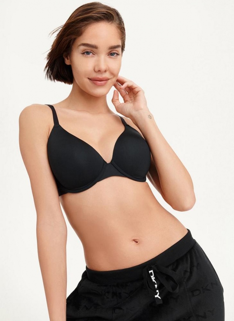 Black Women\'s DKNY Smooth Essentials T-Shirt Bras | Australia-D0333