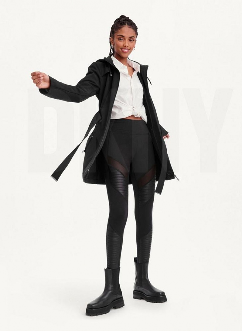 Black Women's DKNY Softshell Meshback With Belt Jackets | Australia-D1822