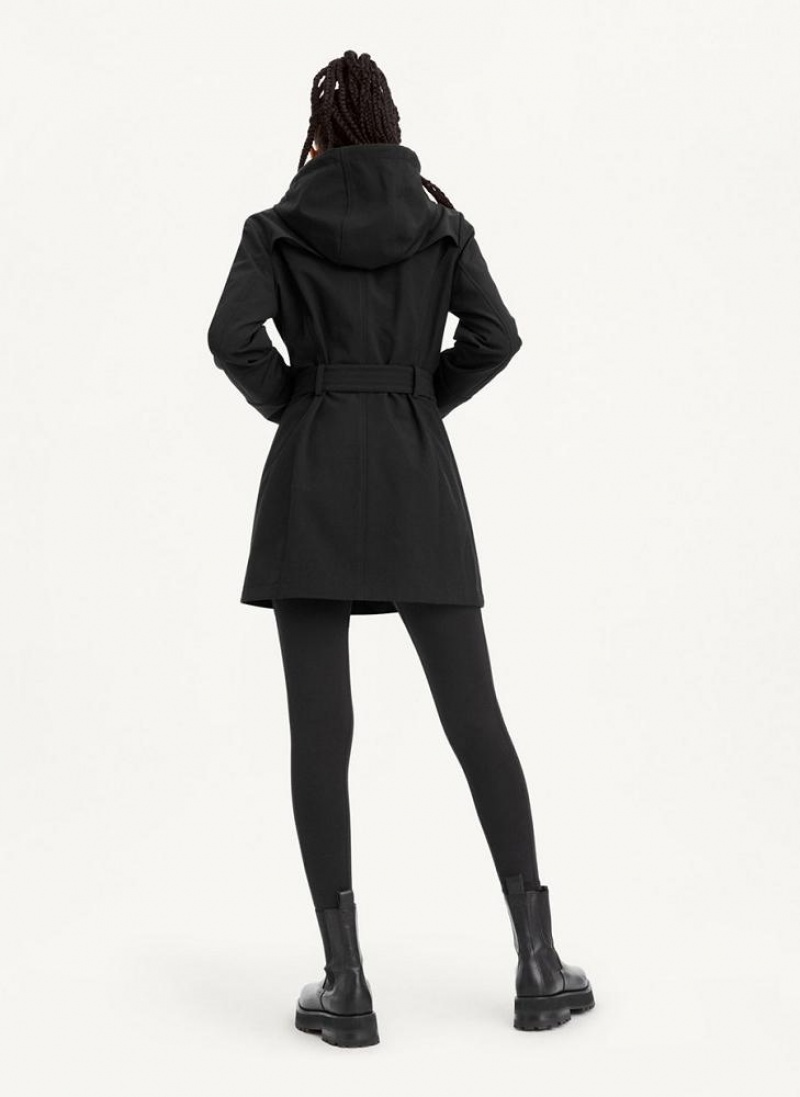 Black Women's DKNY Softshell Meshback With Belt Jackets | Australia-D1822