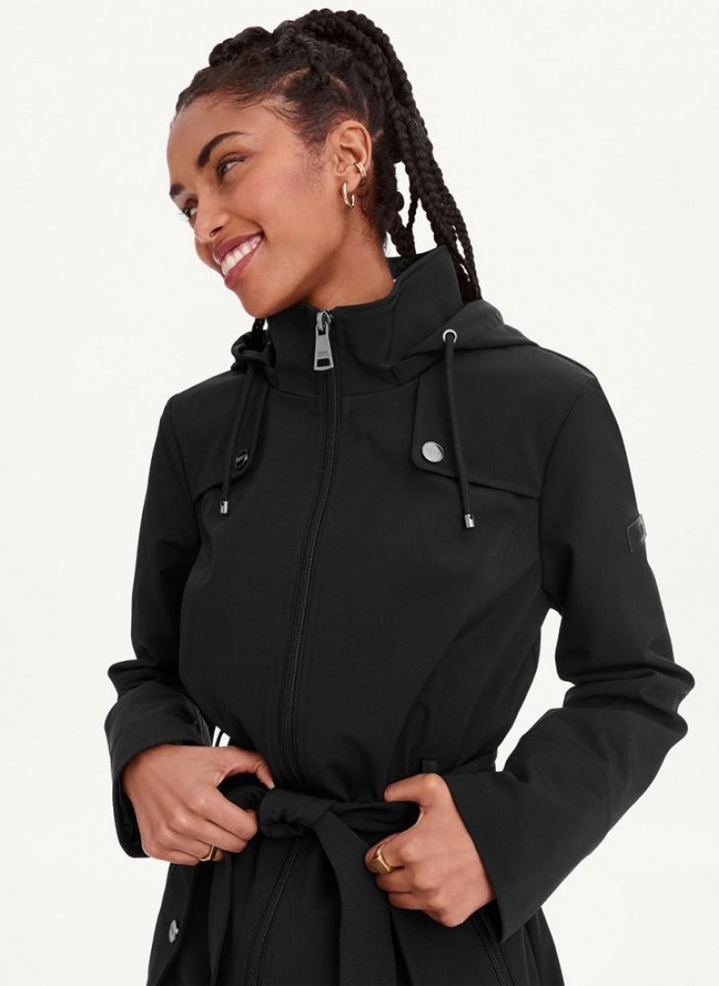 Black Women\'s DKNY Softshell Meshback With Belt Jackets | Australia-D1822