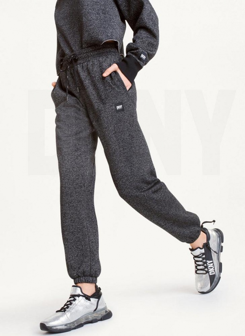 Black Women\'s DKNY Sparkle Fleece High Waist Joggers | Australia-D0671