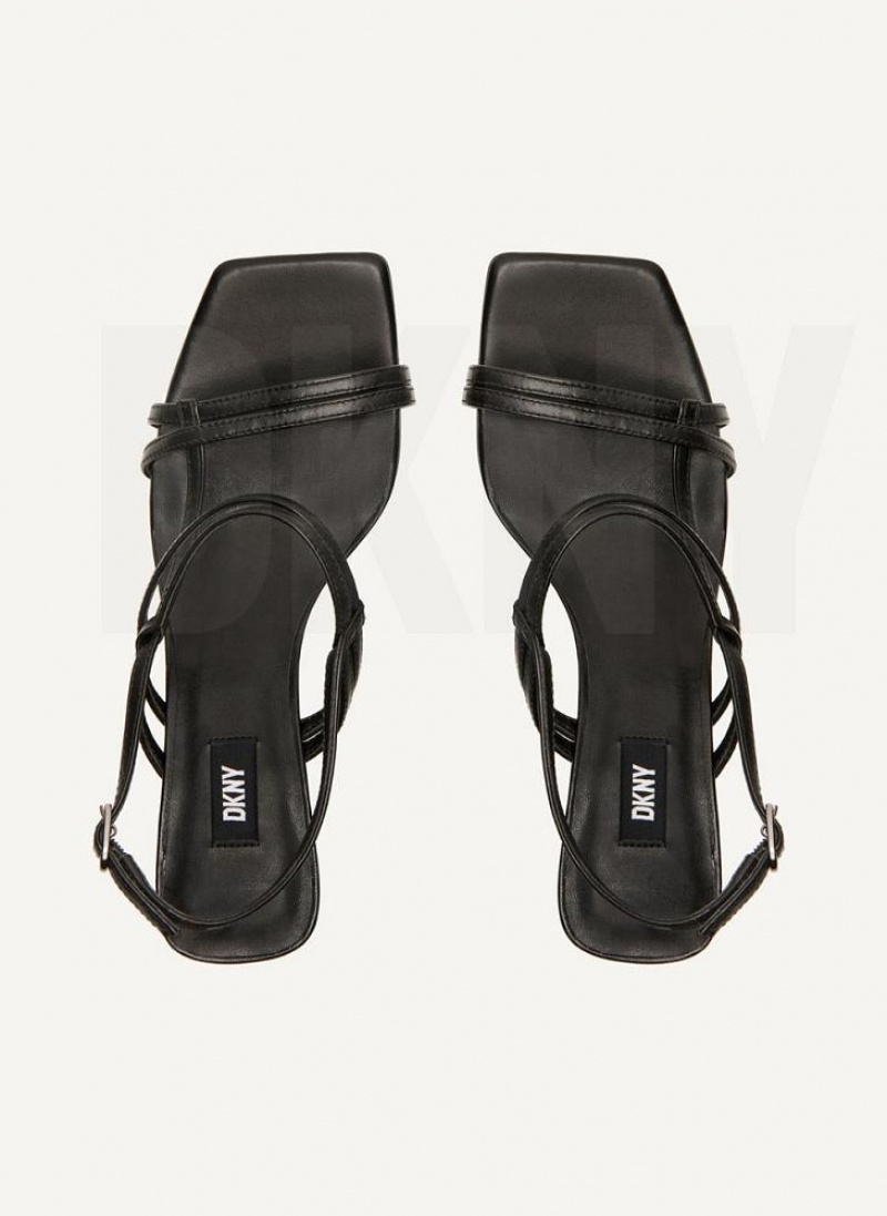 Black Women's DKNY Strappy Heel Sandals | Australia-D0891