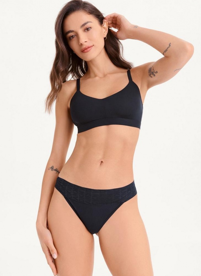 Black Women's DKNY Stretch Thong | Australia-D1017