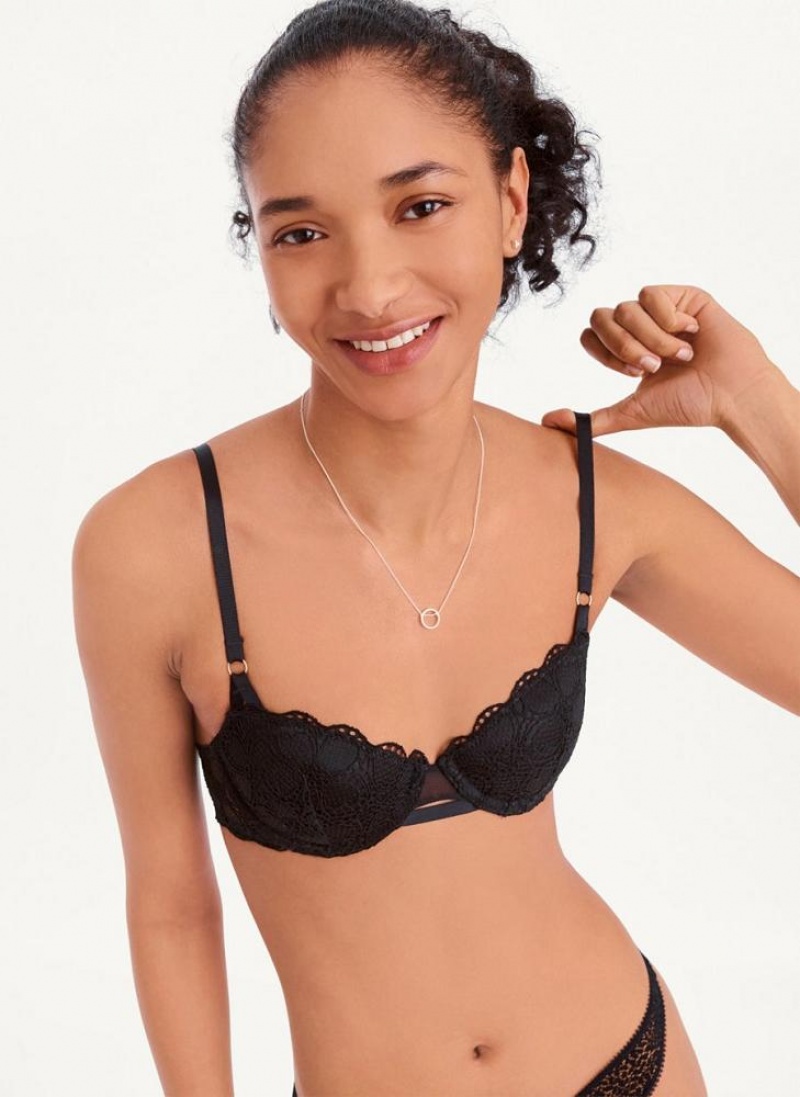 Black Women's DKNY Superior Lace Balconette Bras | Australia-D0389