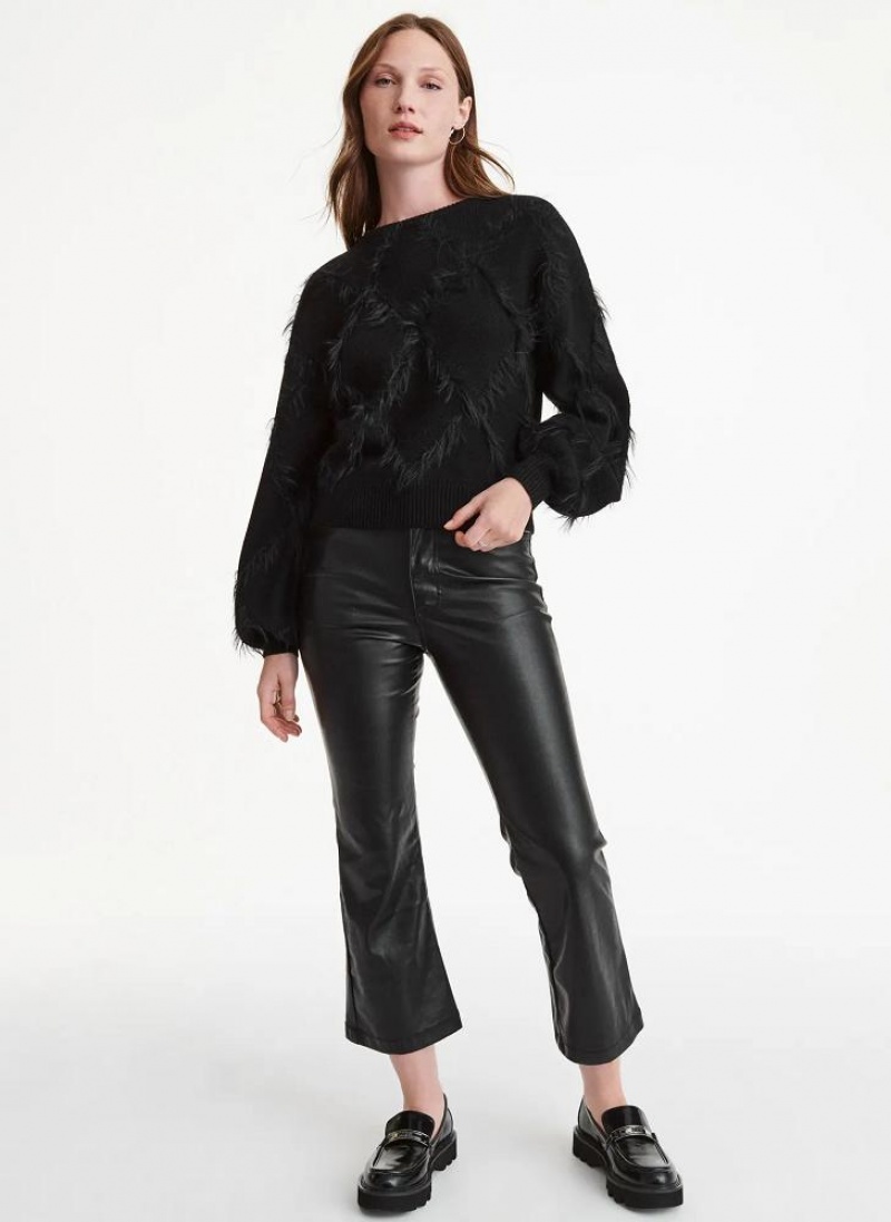 Black Women's DKNY Textured Sweaters | Australia-D1649