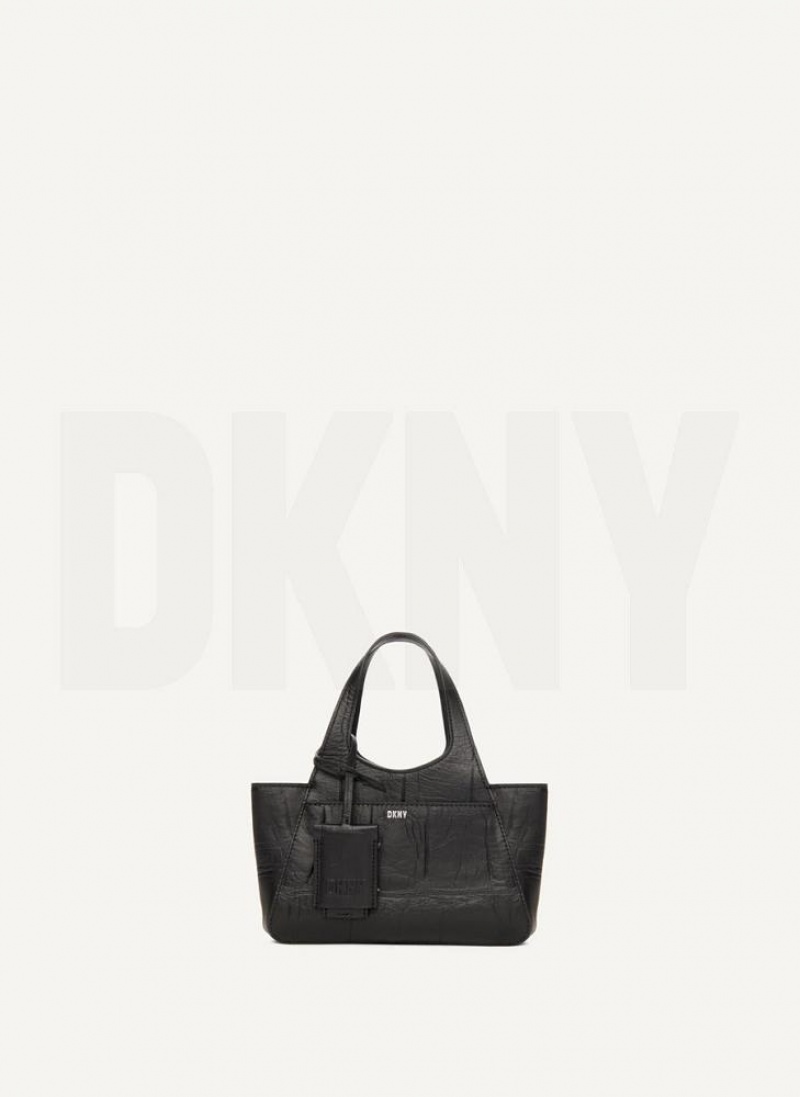 Black Women's DKNY The Croc Mini Effortless Tote Crossbody Bags | Australia-D0726