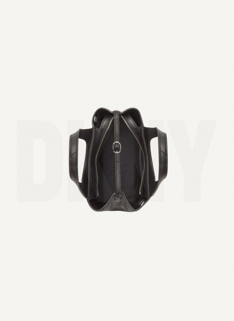 Black Women's DKNY The Croc Mini Effortless Tote Crossbody Bags | Australia-D0726