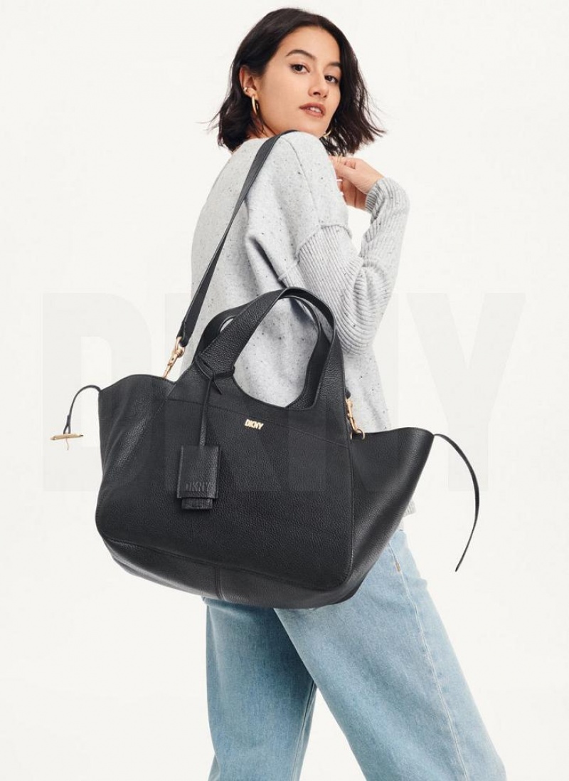 Black Women's DKNY The Medium Effortless Tote Bags | Australia-D1785