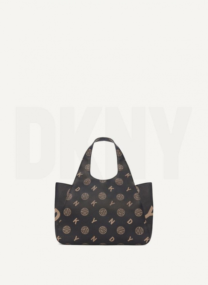 Black Women's DKNY The Medium Logo Effortless Tote Bags | Australia-D1010