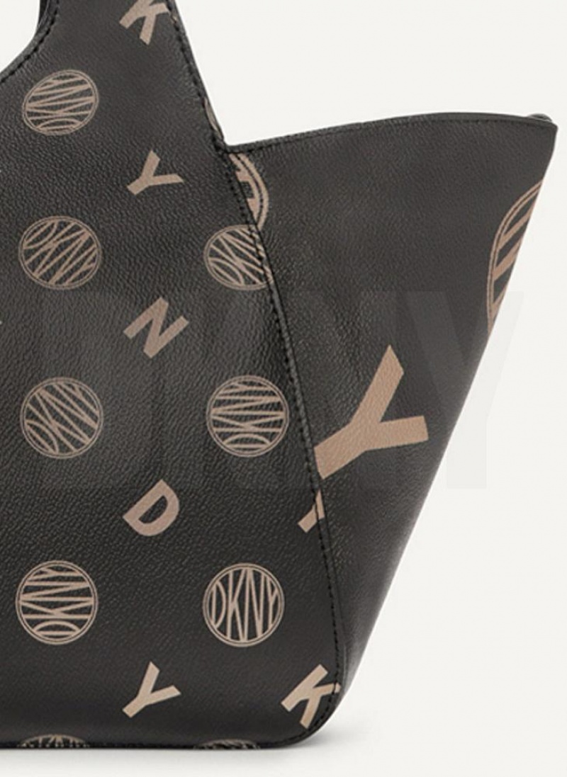 Black Women's DKNY The Medium Logo Effortless Tote Bags | Australia-D1010
