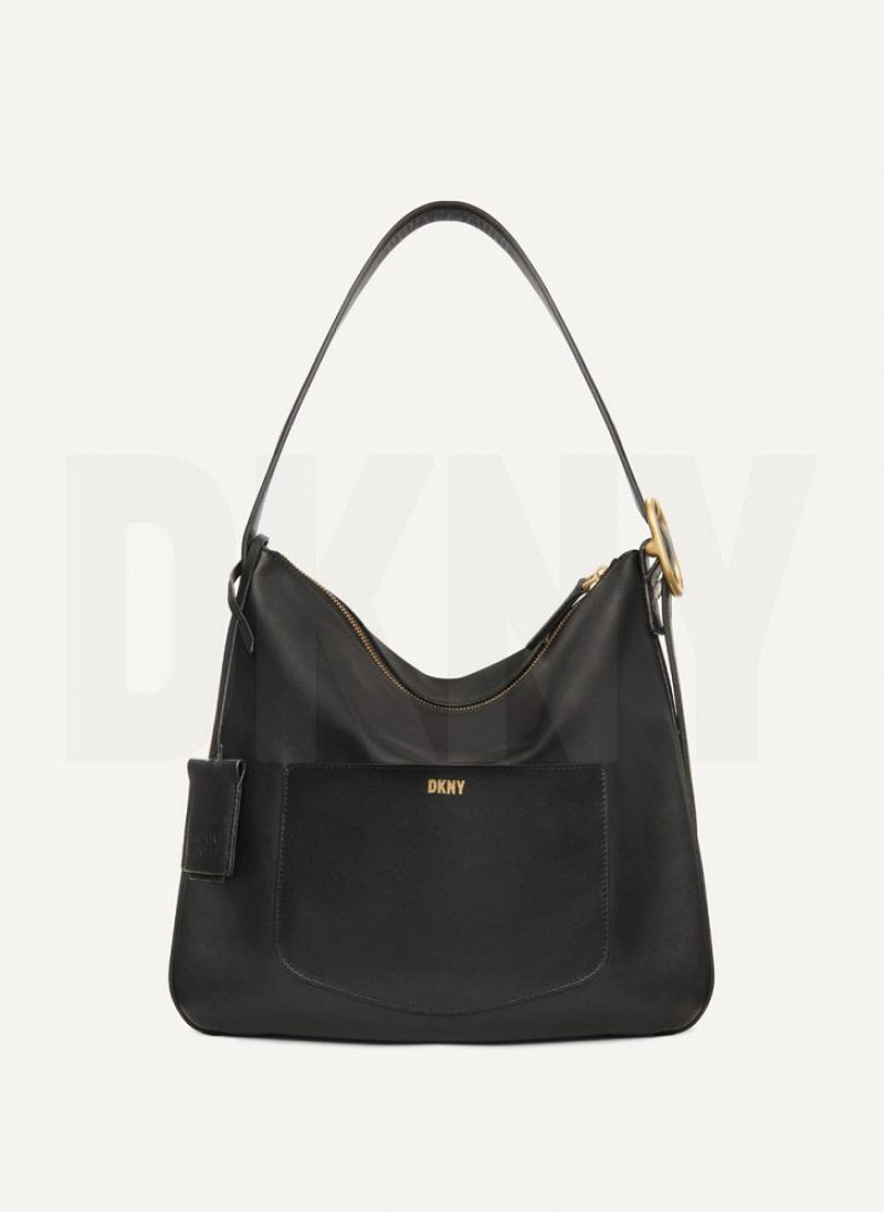Black Women's DKNY The Medium Optimist Shoulder Bags | Australia-D0870