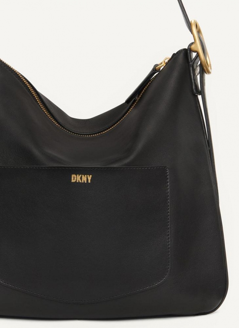Black Women's DKNY The Medium Optimist Shoulder Bags | Australia-D0870