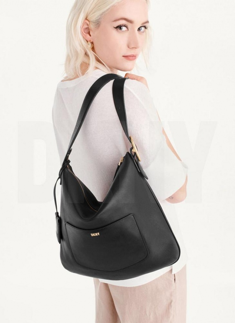 Black Women\'s DKNY The Medium Optimist Shoulder Bags | Australia-D0870