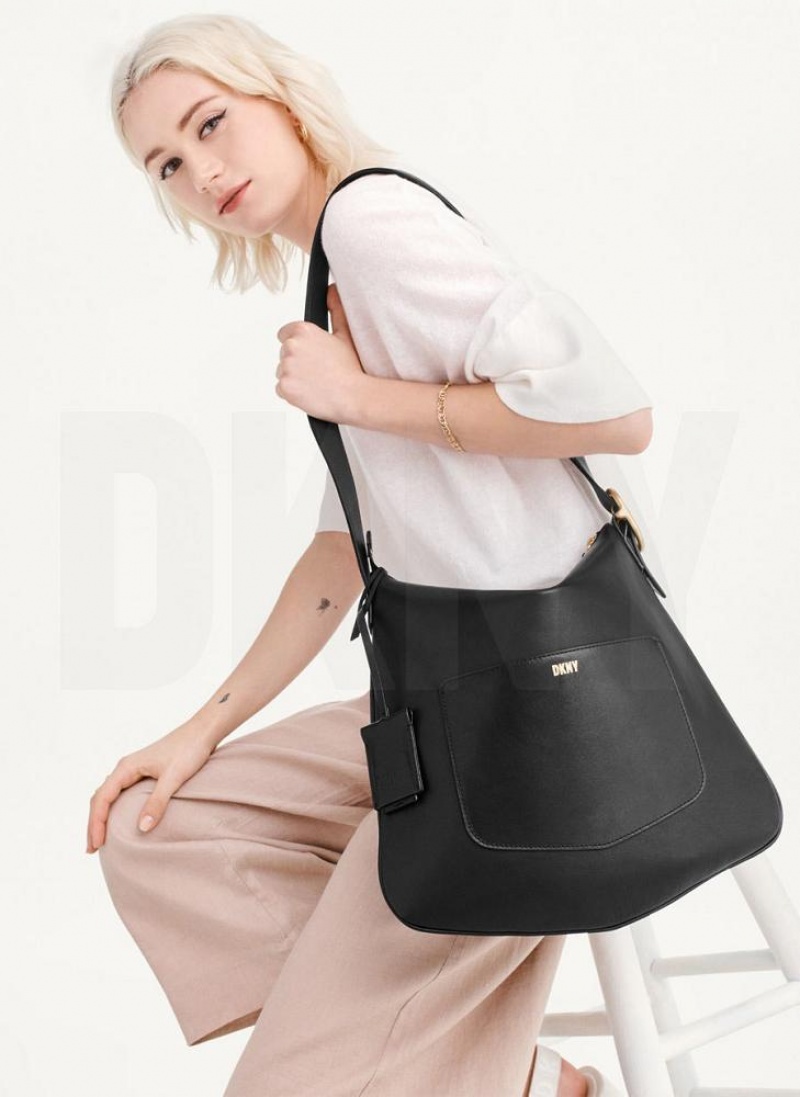 Black Women's DKNY The Medium Optimist Tote Bags | Australia-D1882