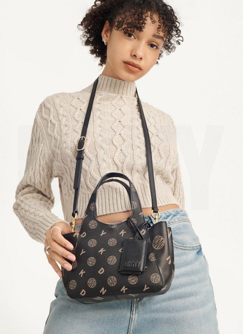 Black Women's DKNY The Mini Logo Effortless Tote Bags | Australia-D1718