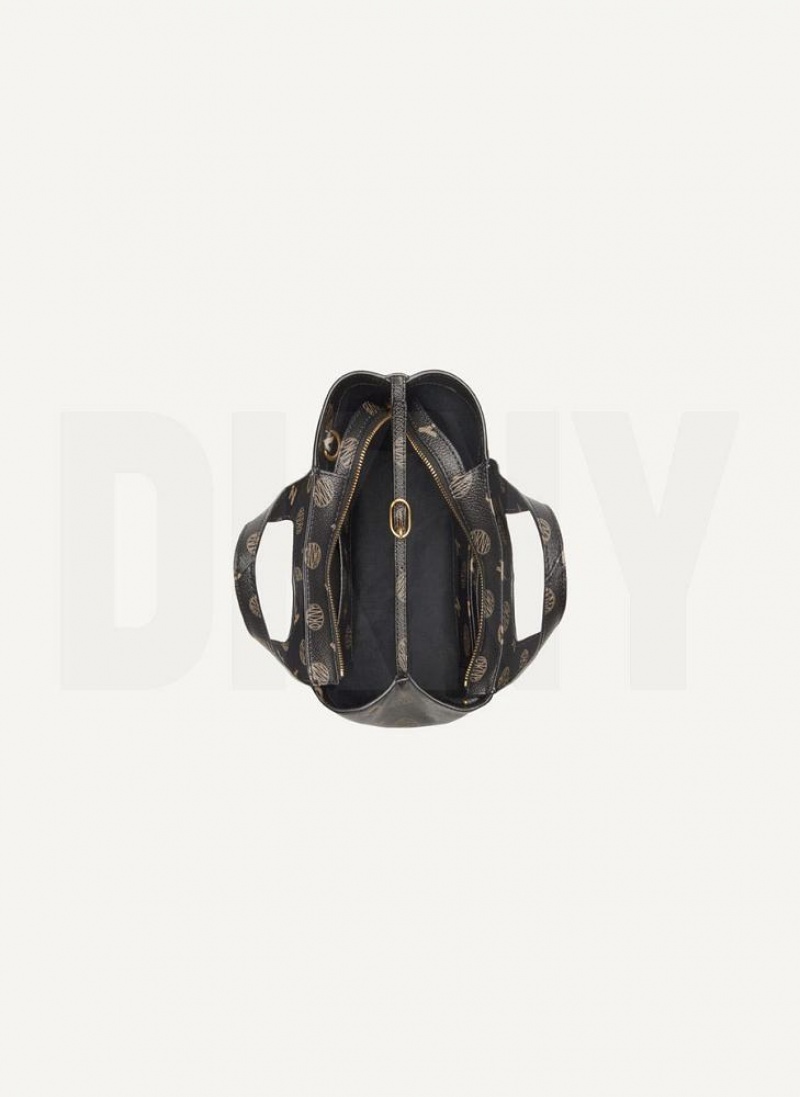 Black Women's DKNY The Mini Logo Effortless Tote Crossbody Bags | Australia-D1960