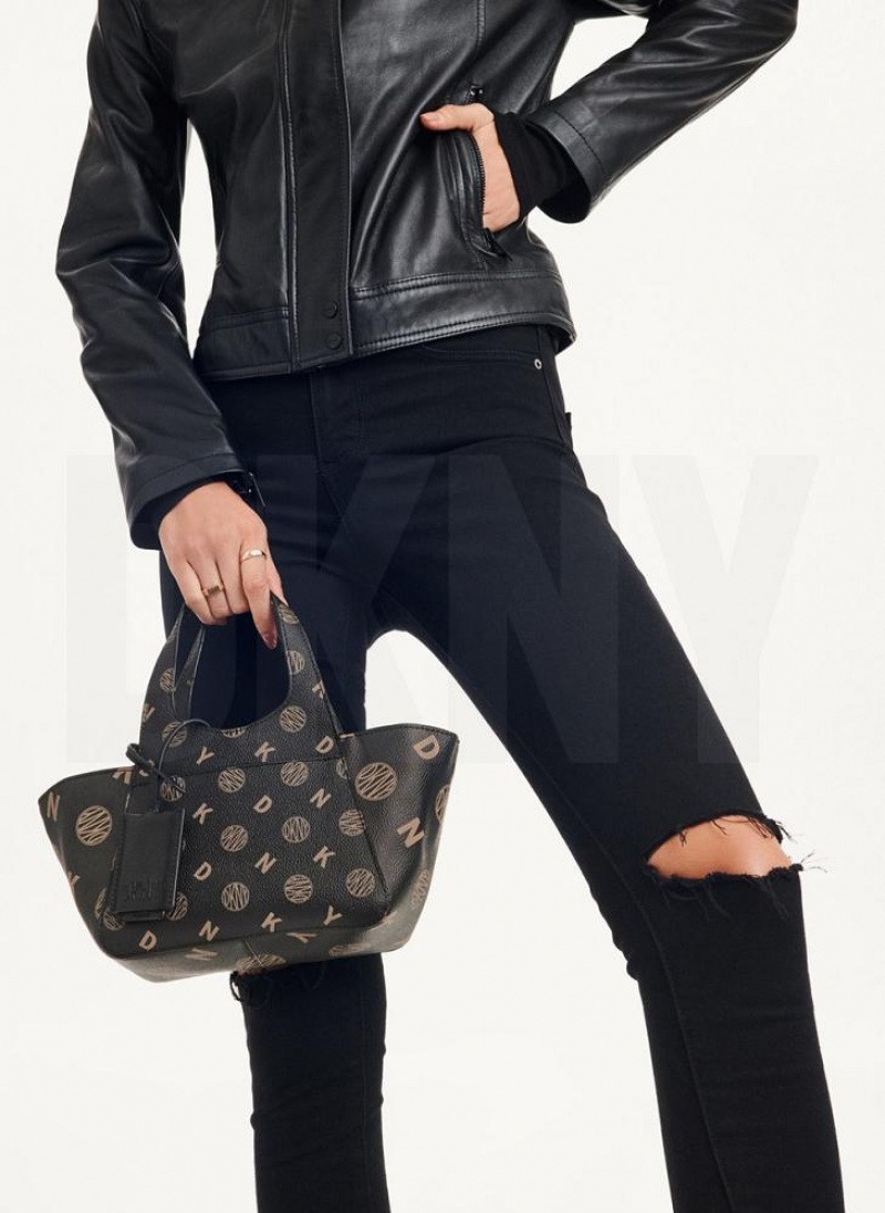 Black Women's DKNY The Mini Logo Effortless Tote Crossbody Bags | Australia-D1960
