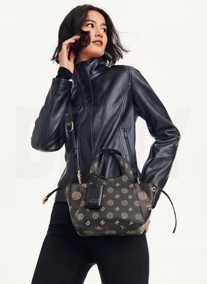 Black Women's DKNY The Mini Logo Effortless Tote Crossbody Bags | Australia-D1960