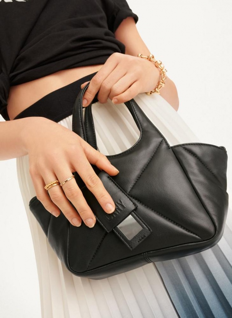 Black Women's DKNY The Mini Quilted Effortless Tote Bags | Australia-D1974